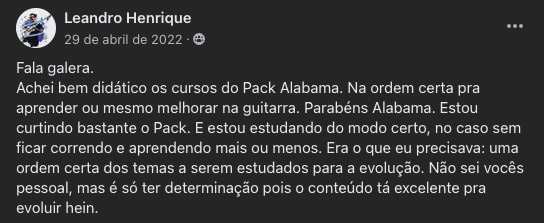 Relato real de aluno do curso, print 2