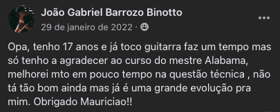 Relato real de aluno do curso, print 18